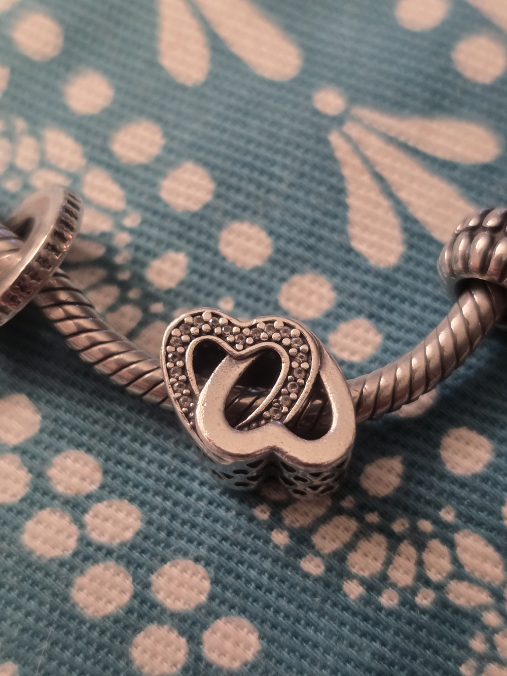 PANDORA Sterling Silver Double Heart Charm Bracelet Bead